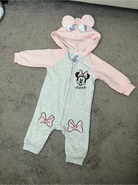Disney Pink and Gray Minnie Hooded One-Piece